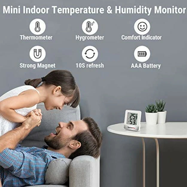 Digital Room Thermometer Indoor Hygrometer Mini Temp Monitor Humidity MeterWhite
