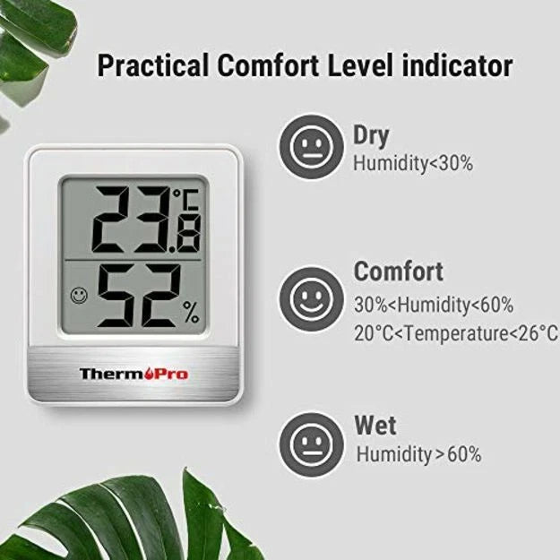 Digital Room Thermometer Indoor Hygrometer Mini Temp Monitor Humidity MeterWhite